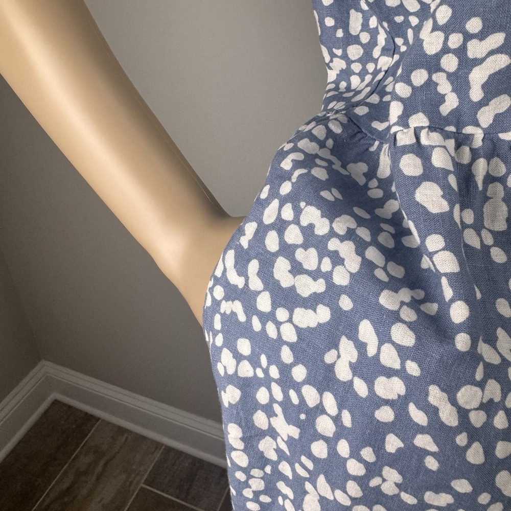 Matty M Tiered Linen Blend Cottagecore Lagenlook Loose Dress Women's Sz M Blue - Picture 6 of 16